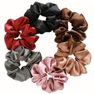 🎀 silk scrunchies set: 6 satin hair ties for ponytail holder, gentle and stylish hair accessories logo