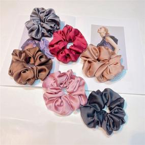 img 3 attached to 🎀 Silk Scrunchies Set: 6 Satin Hair Ties for Ponytail Holder, Gentle and Stylish Hair Accessories