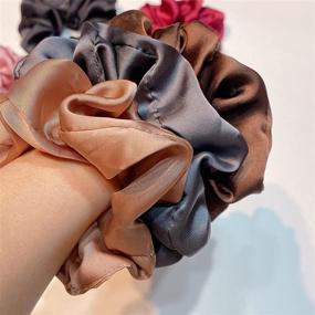 img 2 attached to 🎀 Silk Scrunchies Set: 6 Satin Hair Ties for Ponytail Holder, Gentle and Stylish Hair Accessories