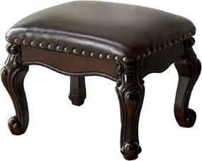 img 4 attached to Microfiber Leather Shoe Changing Stool Resting Footstool - Small Square Wooden Foot Stool (Black-Brown)