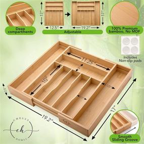 img 2 attached to 🎋 Bamboo Expandable Silverware Drawer Organizer: Adjustable Utensil Holder for Kitchen Storage – 9 Slots, Fits Most Drawers