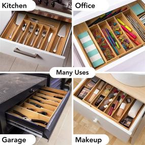 img 1 attached to 🎋 Bamboo Expandable Silverware Drawer Organizer: Adjustable Utensil Holder for Kitchen Storage – 9 Slots, Fits Most Drawers