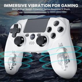img 2 attached to 🎮 VOYEE Wireless Game Controller for PlayStation 4 PS4, Dual Vibration, Upgraded Joystick, Motion Control - White