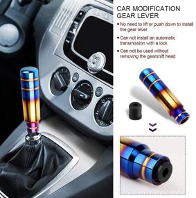 img 1 attached to 🔵 Premium Blue Aluminum Weighted Manual Shift Knobs - Universal 5 inch Long Stick Gear Shifter Knob with 3 Threaded Adapters - Car Accessories Lever Cover Head - M8 M10 M12 x 1.25 Compatible