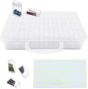 img 4 attached to 🔹 64 Grids Diamond Embroidery and Jewelry Drill Storage Box with Labels - Ideal for Diamond Painting, Crafts, Jewelry, Sequins, Nails, DIY Projects, and more