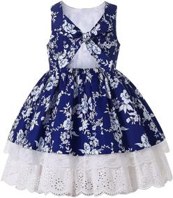 img 3 attached to 👗 Elegant Navy Lace Ruffle Holiday Clothing for Kids Girls - Fashionable Floral Fancy Pageant Boutique Dresses by Pettgirl