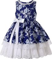 👗 elegant navy lace ruffle holiday clothing for kids girls - fashionable floral fancy pageant boutique dresses by pettgirl logo