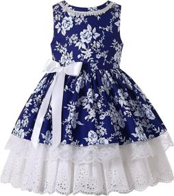 img 4 attached to 👗 Elegant Navy Lace Ruffle Holiday Clothing for Kids Girls - Fashionable Floral Fancy Pageant Boutique Dresses by Pettgirl