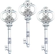 🔑 aokbean 20pcs 3.3 inch antique skeleton keys bulk charms: ideal for diy jewelry making crafts, birthday & wedding party favors - vintage style (antique silver) logo