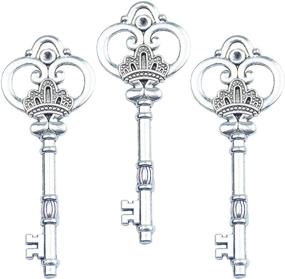 img 4 attached to 🔑 Aokbean 20pcs 3.3 Inch Antique Skeleton Keys Bulk Charms: Ideal for DIY Jewelry Making Crafts, Birthday & Wedding Party Favors - Vintage Style (Antique Silver)