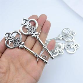 img 2 attached to 🔑 Aokbean 20pcs 3.3 Inch Antique Skeleton Keys Bulk Charms: Ideal for DIY Jewelry Making Crafts, Birthday & Wedding Party Favors - Vintage Style (Antique Silver)