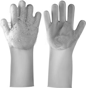 img 4 attached to 🧤 Versatile Gray Cleaning Gloves: Ideal for Dishwashing, Kitchen, Bathroom, Pets, Car & Window Cleaning