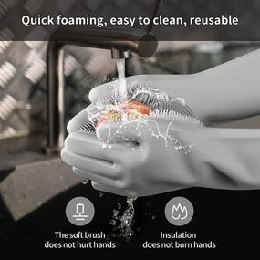 img 1 attached to 🧤 Versatile Gray Cleaning Gloves: Ideal for Dishwashing, Kitchen, Bathroom, Pets, Car & Window Cleaning