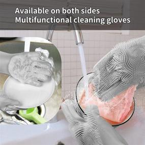 img 3 attached to 🧤 Versatile Gray Cleaning Gloves: Ideal for Dishwashing, Kitchen, Bathroom, Pets, Car & Window Cleaning