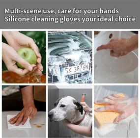 img 2 attached to 🧤 Versatile Gray Cleaning Gloves: Ideal for Dishwashing, Kitchen, Bathroom, Pets, Car & Window Cleaning
