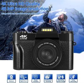 img 3 attached to 📷 High Resolution 4K Digital Camera with 48MP, Flip Screen, 30FPS Video, 16X Zoom, 32GB SD Card, and 2 Batteries (Vlogging & Camcorder)