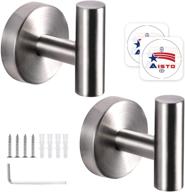 🛁 aisto bathroom towel hooks, wall mounted 2-pack, modern brushed nickel sus 304 stainless steel hangers for bath towels, decorative hooks for shower, bathrobe hooks logo