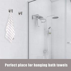 img 2 attached to 🛁 Aisto Bathroom Towel Hooks, Wall Mounted 2-Pack, Modern Brushed Nickel SUS 304 Stainless Steel Hangers for Bath Towels, Decorative Hooks for Shower, Bathrobe Hooks