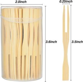 img 1 attached to 2 Pack 220 Pieces Bamboo Forks - Mini Food Picks for Banquets & Parties - Double Prong Cocktail Forks - Blunt-End - 3.5 Inches Total