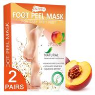 🍑 peach foot peel mask - natural exfoliating foot mask for dead skin & callus removal, dry cracked feet treatment - baby soft foot peel pedicure for women & men, 2 pairs of foot peel masks logo