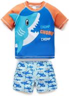 👶 toddler boys swimsuit set 2 piece rash guard trunk swimwear short sleeve swim shirt bathing suit set 2-6 years logo