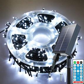 img 4 attached to YAOZHOU Solar String Lights: 206.7ft 600LED Fairy Lights for Outdoor Decoration with Cool White, IP65 Waterproof, and 8 Lighting Modes