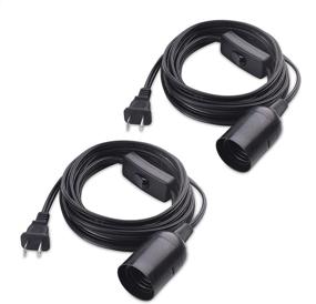 img 4 attached to 💡 Cable Matters 2-Pack Hanging Light Cord with Switch 15 ft: Black Pendant Light Cord with Cord and Socket