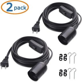 img 3 attached to 💡 Cable Matters 2-Pack Hanging Light Cord with Switch 15 ft: Black Pendant Light Cord with Cord and Socket