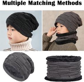 img 1 attached to Stay Warm and Cozy with WILKER Winter Knitted Fleece Lining Girls' Accessories for Cold Weather