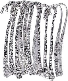 img 4 attached to 📚 Vintage Tibetan Silver Carved Hook Bookmarks Set - 12pc Collection by HOUSWEETY [Office Product]