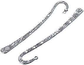 img 3 attached to 📚 Vintage Tibetan Silver Carved Hook Bookmarks Set - 12pc Collection by HOUSWEETY [Office Product]