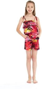 img 1 attached to Hawaiian Ruffle Jumpsuit Romper Sunset Girls' Clothing and Jumpsuits & Rompers