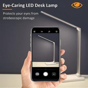 img 3 attached to 💡 White LED Desk Lamp with USB Charger for Home Office - Eye-Caring Table Light, 5 Lighting Modes, 3 Brightness Levels, Flicker-Free Study Desk Light, Touch Control, Foldable Bedroom & Office Lamps