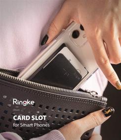 img 3 attached to 📱 Ringke Stick On Wallet Case for Smartphones - Adhesive Slot Card Holder, Minimalist Slim Hard Sleeve for Premium Credit Cards and Cash - Black
