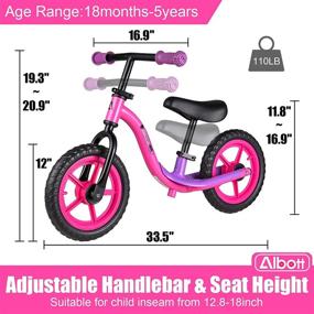 img 3 attached to 🚲 Albott Balance Bike - The Perfect Toddler Training Bike for 18 Months to 5 Years - 12" No-Pedal Bicycle with Footrest for Baby Children