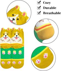 img 1 attached to 🐶 Charming Women's Cute Dog Cat Novelty Socks: Cotton Casual Crew Funny Socks 5 pairs!