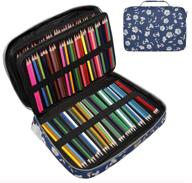 large capacity colored pencil storage case for girls and women - gel pen carrier bag - holds 306+ coloring craft supplies - organizer for marker prismacolor faber castell arteza watercolor - navy logo