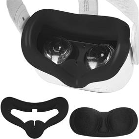 img 4 attached to Набор силиконовых чехлов для VR с защитным крышкой для линз для Oculus Quest 2, предотвращающий пот и свет, антипротечку (черный)