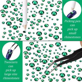 img 1 attached to 💎 TecUnite 4000 Pieces Glass Flatback Gemstones Round Flat Back Rhinestones - 6 Sizes - 1.5 mm-6 mm - Nail Face Art Set (Peacock Green and Red) - Complete with Box, Tweezer, and Rhinestones Picking Pen