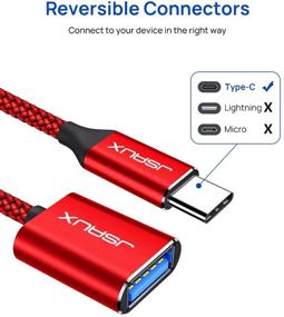 img 2 attached to 🔌 JSAUX адаптер USB C к USB [2 штуки], Мужской USB Type C на Женский USB 3.0 OTG-кабель, адаптер Thunderbolt 3 к USB для MacBook Pro / Air 2019 2018 2017, Galaxy S20 S20+ Ultra Note 10 S9 S8 - красный