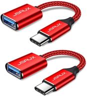 🔌 jsaux адаптер usb c к usb [2 штуки], мужской usb type c на женский usb 3.0 otg-кабель, адаптер thunderbolt 3 к usb для macbook pro / air 2019 2018 2017, galaxy s20 s20+ ultra note 10 s9 s8 - красный логотип