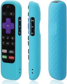 img 2 attached to 📱 AKWOX Remote Case for Roku Express 3930/Premiere+/Streaming Stick, Shockproof Silicone Cover - Black Blue (2-Pack)