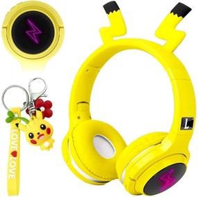 img 4 attached to 🎧 Pikachu Bluetooth Headphones for Kids - Wireless and Wired Over-Ear Headset with Microphone, for Phones, Tablets, PCs, and Laptops - Yellow, Ideal for Boys, Girls, and Toddlers