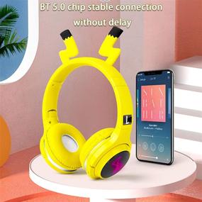 img 3 attached to 🎧 Pikachu Bluetooth Headphones for Kids - Wireless and Wired Over-Ear Headset with Microphone, for Phones, Tablets, PCs, and Laptops - Yellow, Ideal for Boys, Girls, and Toddlers