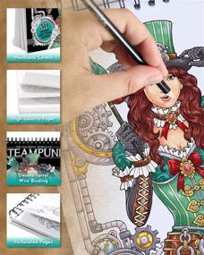 img 3 attached to 🎨 ColorIt – Steampunk-Inspired Adult Coloring Book: 50 Single-Sided Designs, Thick Smooth Paper, Lay Flat Hardback Covers, Spiral Bound, Printed in USA - Colorful World of Steampunk Pages to Color