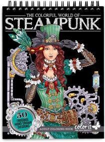 img 4 attached to 🎨 ColorIt – Steampunk-Inspired Adult Coloring Book: 50 Single-Sided Designs, Thick Smooth Paper, Lay Flat Hardback Covers, Spiral Bound, Printed in USA - Colorful World of Steampunk Pages to Color