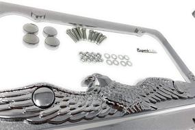 img 1 attached to 🦅 Patriotic Eagle License Plate Frame Set with Screws Caps - Front & Back (2pcs)