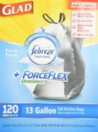 🗑️ glad forceflex odorshield drawstring kitchen trash bags 13 gallon, fresh clean, 120 count - ultimate kitchen waste solution logo