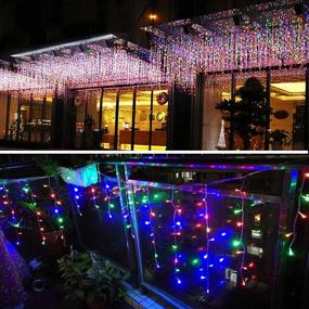 img 1 attached to Multicolor LED Dangling Icicle Lights by LONJY - 13FT 96 LEDs 8 Modes Twinkle Christmas String Lights for Indoor Outdoor Decoration