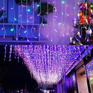 multicolor led dangling icicle lights by lonjy - 13ft 96 leds 8 modes twinkle christmas string lights for indoor outdoor decoration логотип